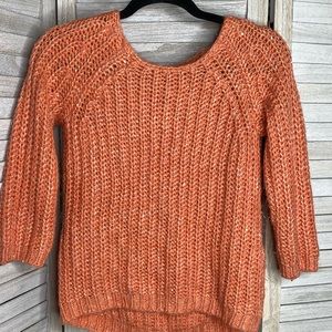 Anthropologie knitted and knotted orange sweater S